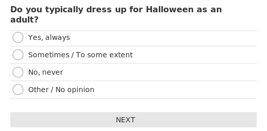Do you typically dress up for Halloween as an adult?