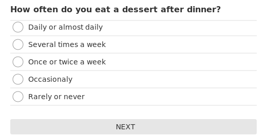 How often do you eat a dessert after dinner?